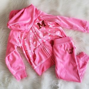 💝HOT PINK Velour Minnie mouse set